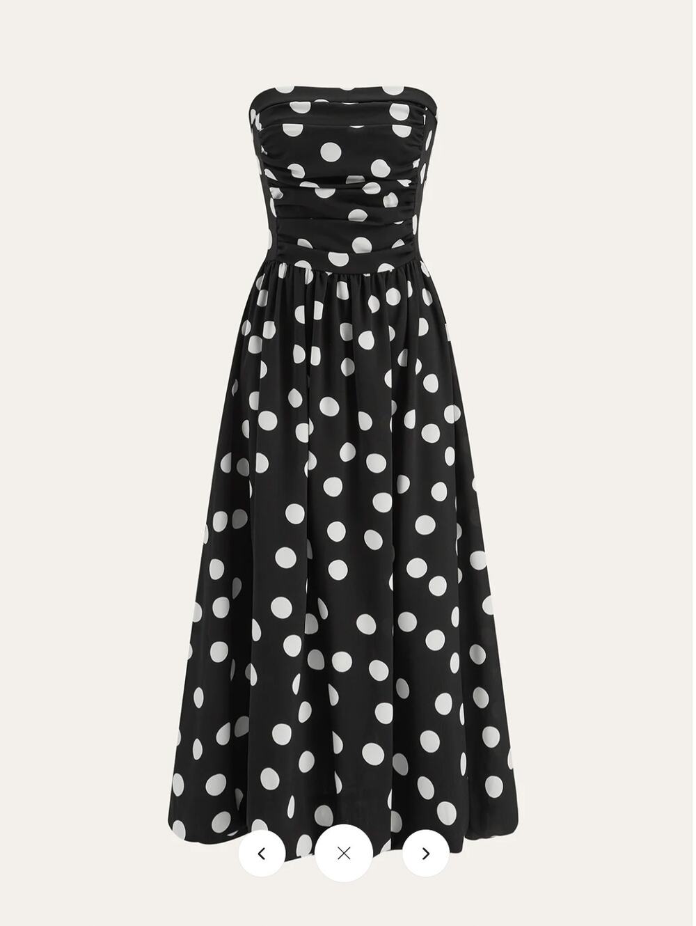 NWT Commense Strapless Polka Dot Ruched Maxi Dress Sz L